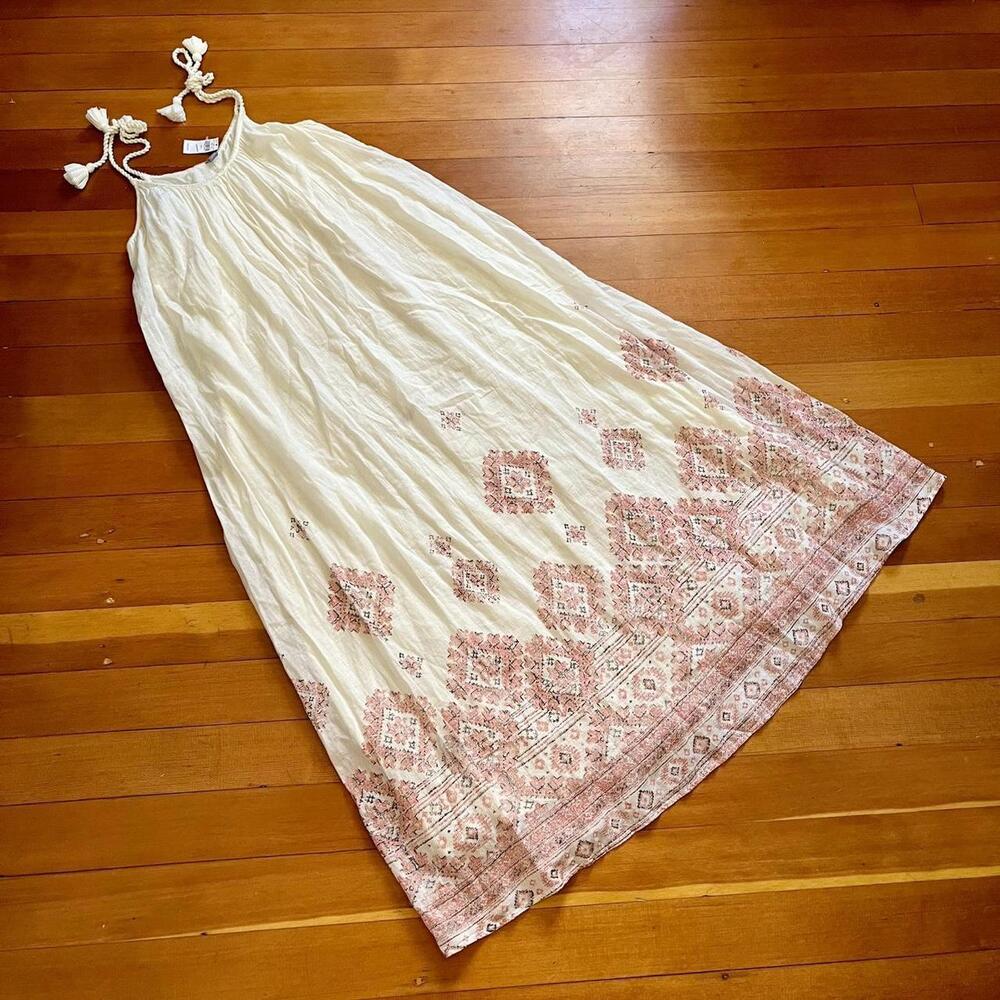 *Brand New w/ Tag* Aerie White & Peach Color Patterned Boho Maxi Dress, Size S